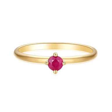 9ct Yellow Gold Round Cut 3.5mm Natural Ruby July Ring