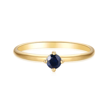 9ct Yellow Gold Round Cut 3.5 mm Sapphire September Ring