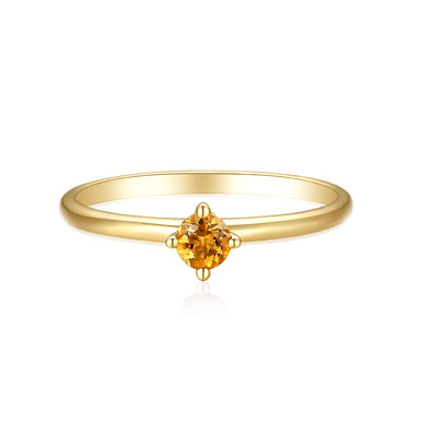 9ct Yellow Gold Round Cut 3.5mm Citrine November Birthstone Ring