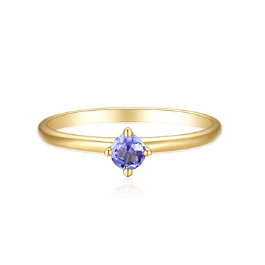 9ct Yellow Gold Round Cut 3.5mm Tanzanite December Birthstone Ring