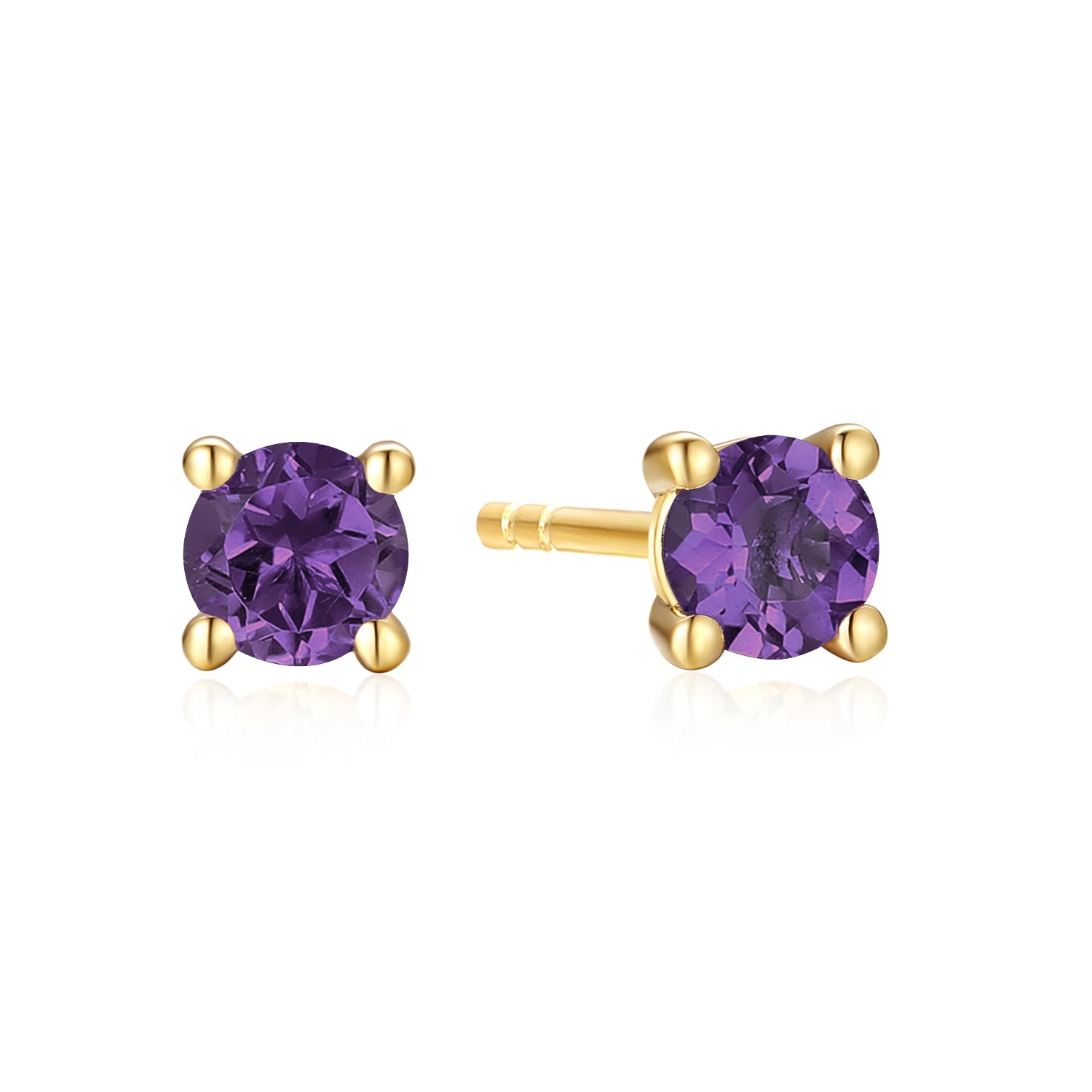 Buy Amethyst Earrings / Three Stone Stud Earrings / February Birthstone  Gift / Minimalist Gemstone Earrings Online in India - Etsy