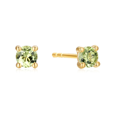 9ct Yellow Gold Round Cut 3.5 mm Peridot August Earrings