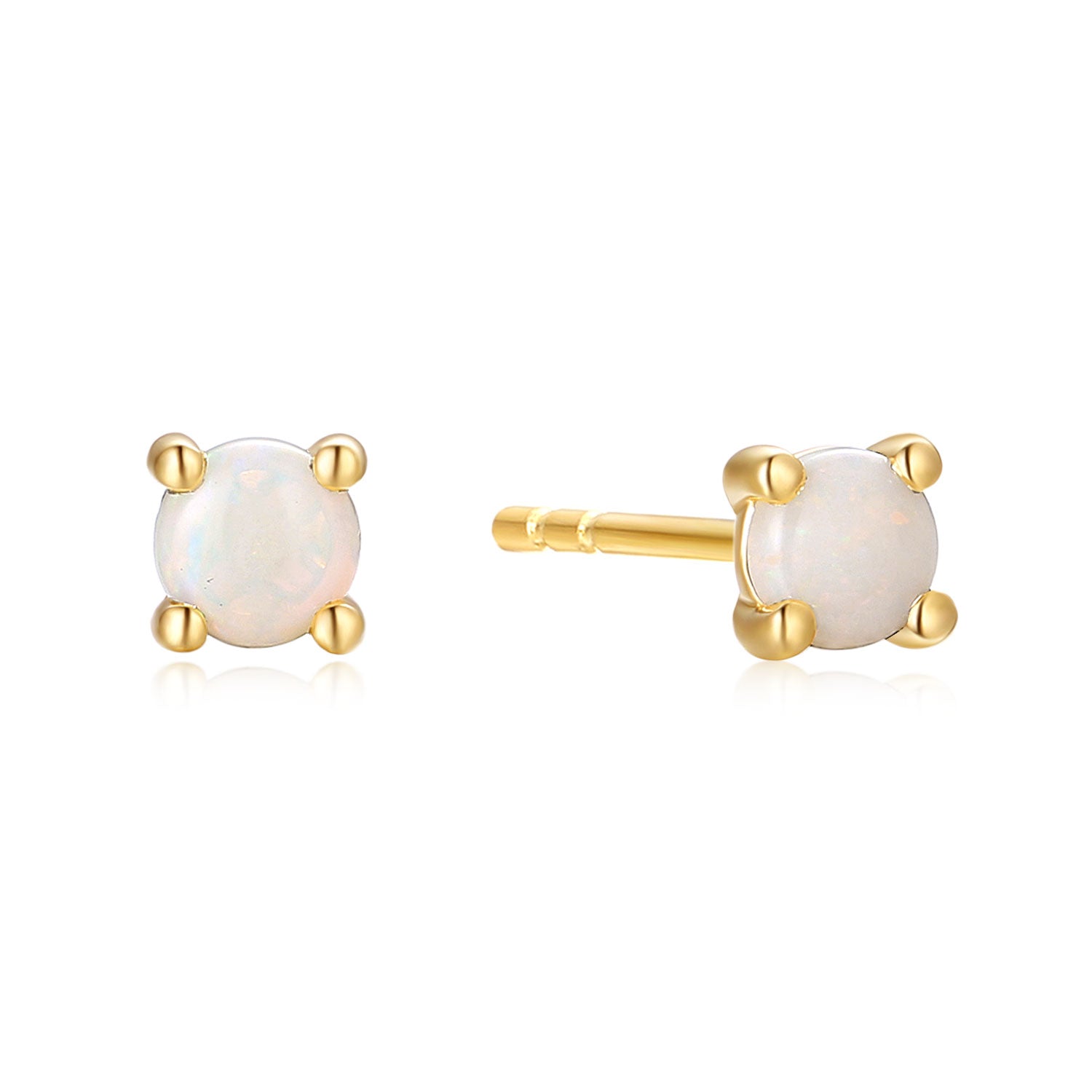 9ct Yellow Gold Round Cut 3.5 mm Opal October Earrings – Mazzucchelli's