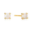 9ct Yellow Gold Round Cut 3.5 mm Opal October Earrings