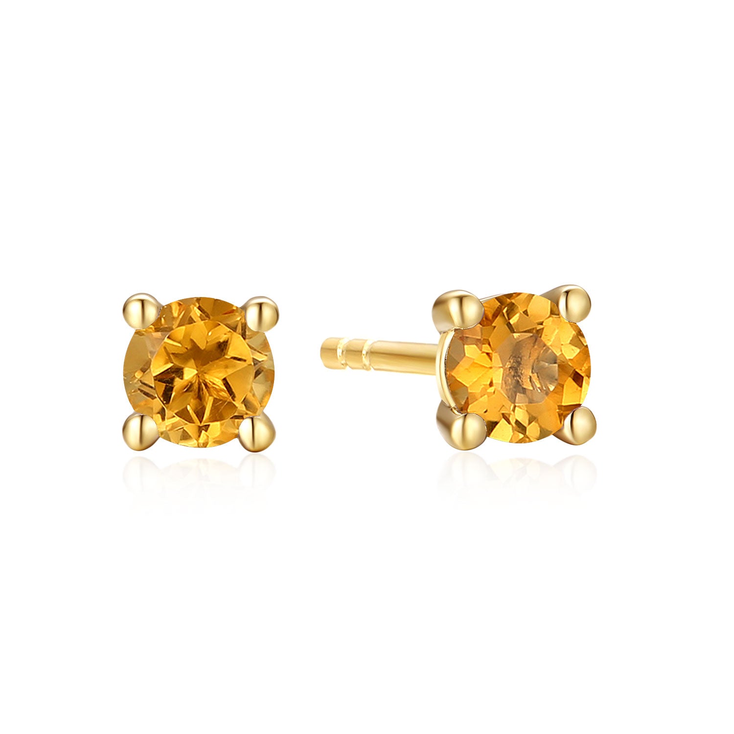 9ct Yellow Gold Round Cut 3.5mm Citrine November Birthstone Earrings