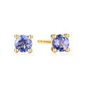 9ct Yellow Gold Round Cut 3.5mm Tanzanite December Birthstone Earrings