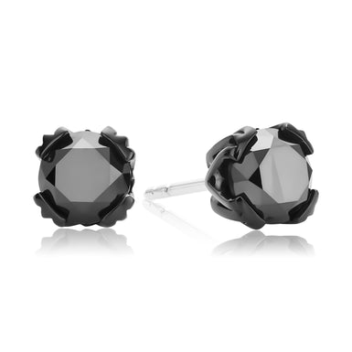 Vera Wang Love Sterling Silver Round Cut 2.00 Carat tw Black Diamond Studs