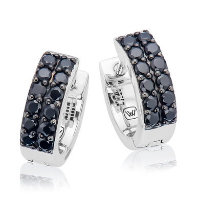 Vera Wang Love Sterling Silver Round Cut 0.50 Carat Black Diamond Huggies