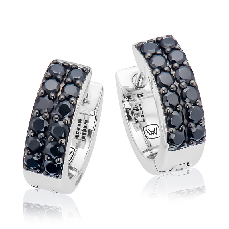 Vera Wang Love Sterling Silver Round Cut 0.50 Carat Black Diamond Huggies