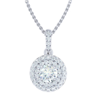 18ct White Gold Round Cut 0.50 Carat tw Diamond 120 Facet Pendant - Limited Edition