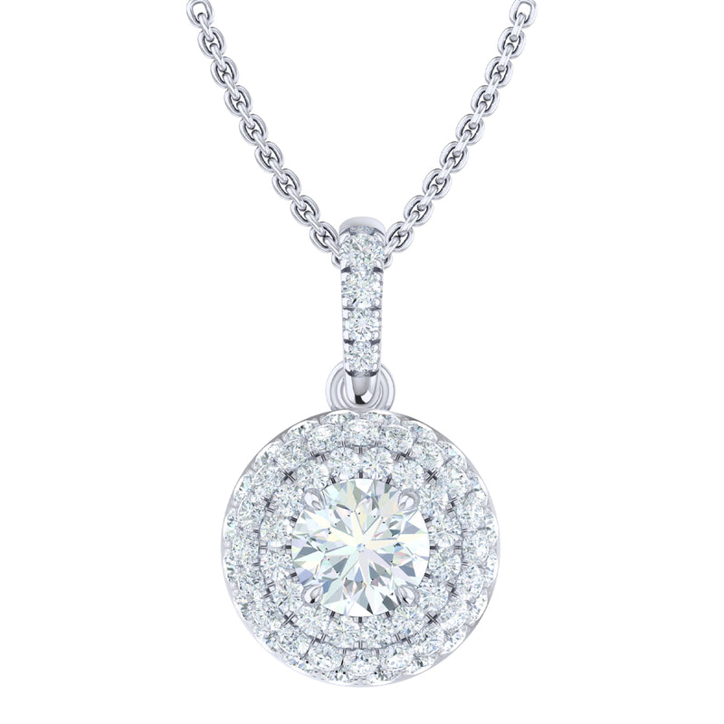 18ct White Gold Round Cut 0.50 Carat tw Diamond 120 Facet Pendant - Limited Edition