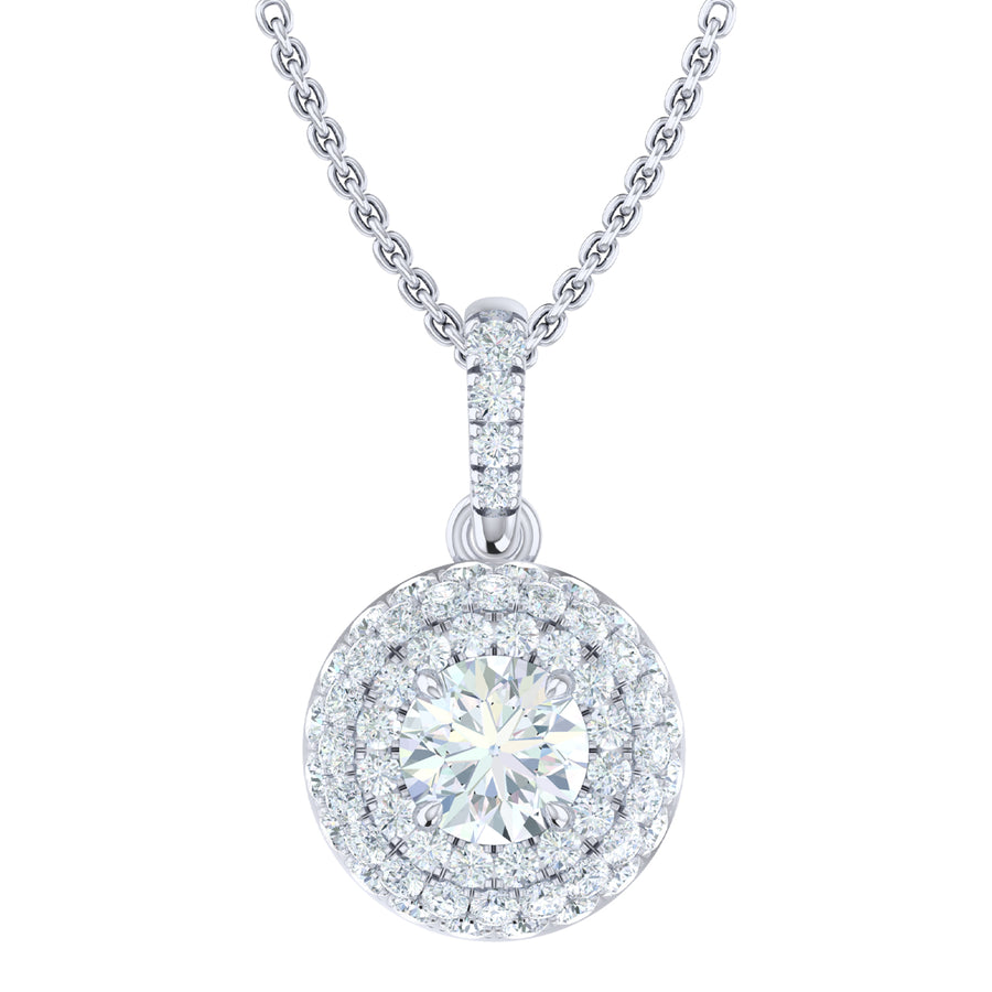 18ct White Gold Round Cut 0.50 Carat tw Diamond 120 Facet Pendant - Limited Edition