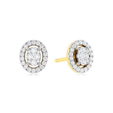 9ct Yellow Gold Round Cut 0.20 Carat tw Rhodium Plated Diamond Stud Earrings