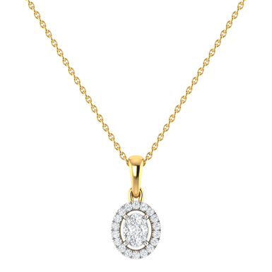 9ct Yellow Gold Round Cut 0.10 Carat tw Rhodium Plated Diamond Pendant