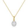 9ct Yellow Gold Round Cut 0.10 Carat tw Rhodium Plated Diamond Pendant