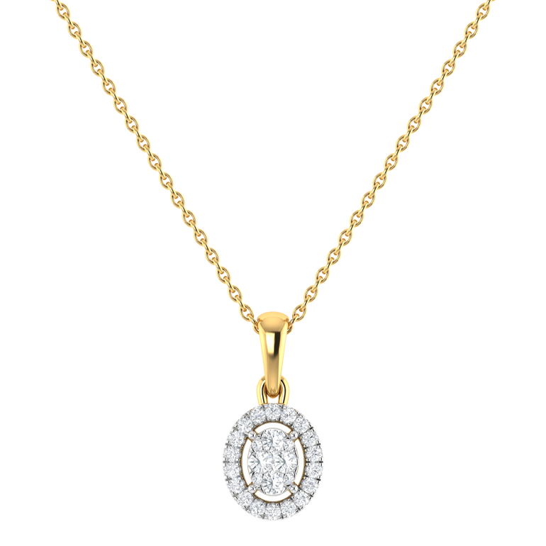 9ct Yellow Gold Round Cut 0.10 Carat tw Rhodium Plated Diamond Pendant