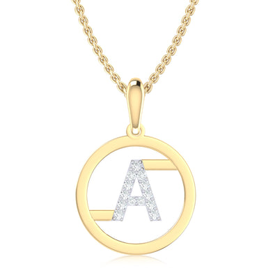 9ct Yellow Gold Initial A Rhodium Plated Pendant