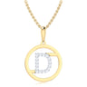 9ct Yellow Gold Initial D Rhodium Plated Pendant