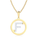 9ct Yellow Gold Initial F Rhodium Plated Pendant