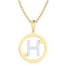 9ct Yellow Gold Initial H Rhodium Plated Pendant