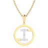9ct Yellow Gold Initial I Rhodium Plated Pendant