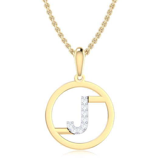 9ct Yellow Gold Initial J Rhodium Plated Pendant