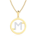 9ct Yellow Gold Initial M Rhodium Plated Pendant