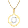 9ct Yellow Gold Initial O Rhodium Plated Pendant