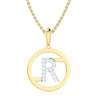 9ct Yellow Gold Initial R Rhodium Plated Pendant