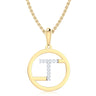 9ct Yellow Gold Initial T Rhodium Plated Pendant