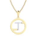 9ct Yellow Gold Initial T Rhodium Plated Pendant