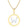 9ct Yellow Gold Initial W Rhodium Plated Pendant