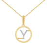 9ct Yellow Gold Initial Y Rhodium Plated Pendant