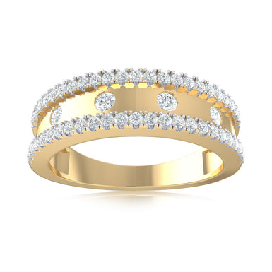 9ct Yellow Gold Round Brilliant Cut 0.33 Carat tw Rhodium Plated Diamond Dress Ring