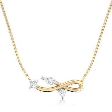 9ct Yellow Gold Marquise & Round Cut 0.10 Carat tw Rhodium Plated Necklet Pendant