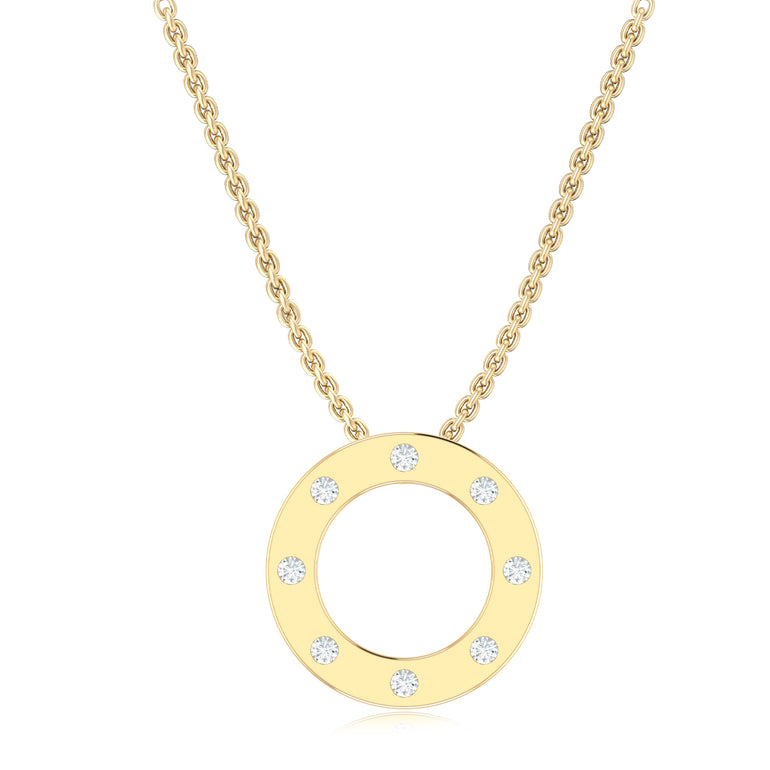 9ct Yellow Gold Round Cut 0.15 Carat tw Diamond Circle Pendant