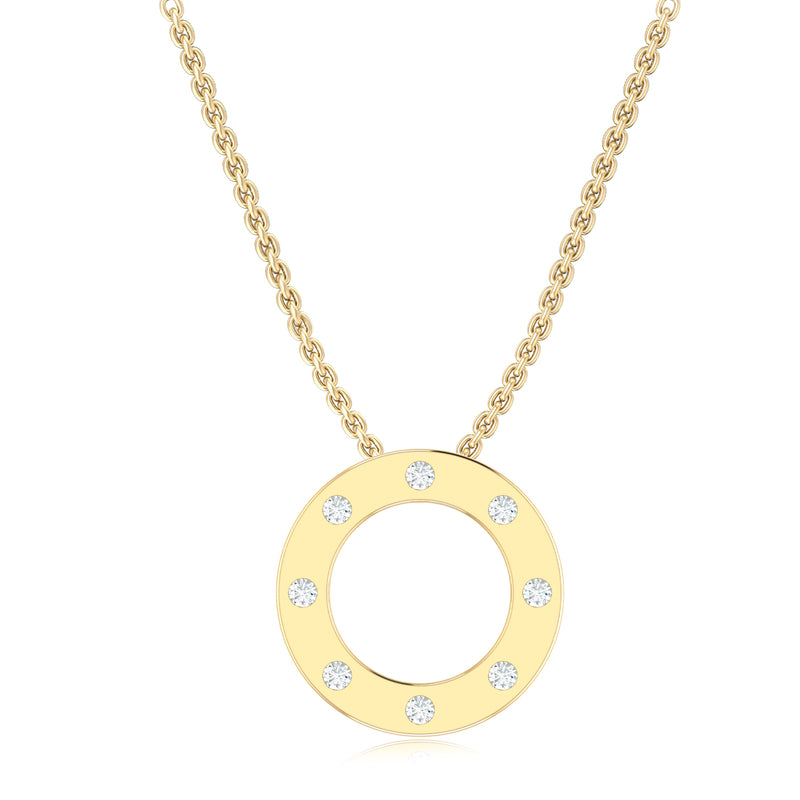 9ct Yellow Gold Round Cut 0.15 Carat tw Diamond Circle Pendant