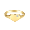 9ct Yellow Gold Round Cut Diamond Heart Children's Signet Ring