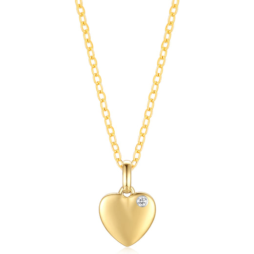 9ct Yellow Gold Round Cut Children's Heart Diamond Pendant
