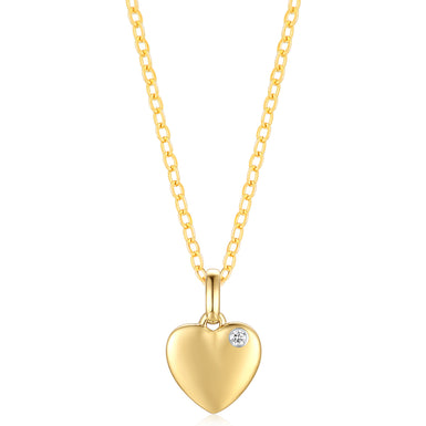 9ct Yellow Gold Round Cut Children's Heart Diamond Pendant