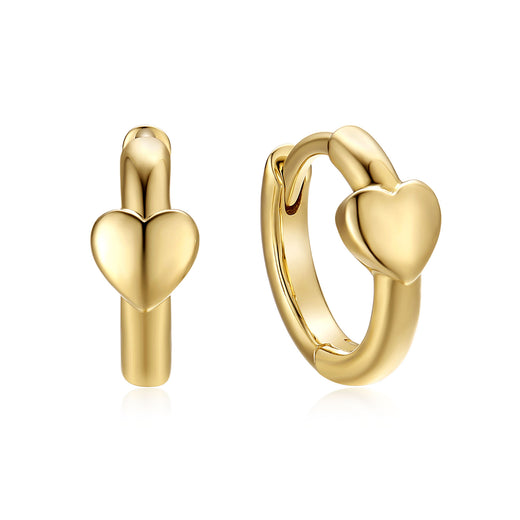 9ct Yellow Gold 11m Children's Heart Hoop Earrings