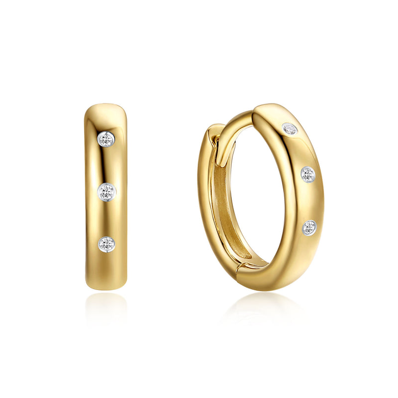 9ct Yellow Gold Round Cut 11mm Children's Diamond Hoop Earrings