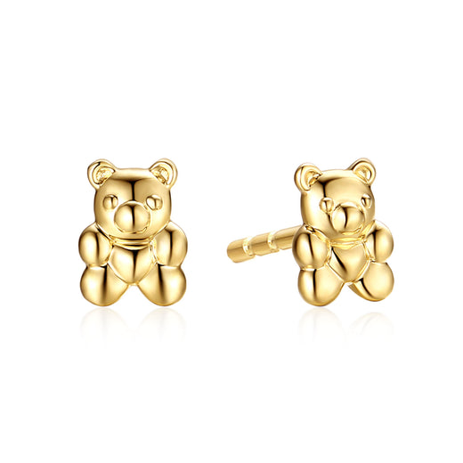 9ct Yellow Gold Children's Teddy Bear Stud Earrings