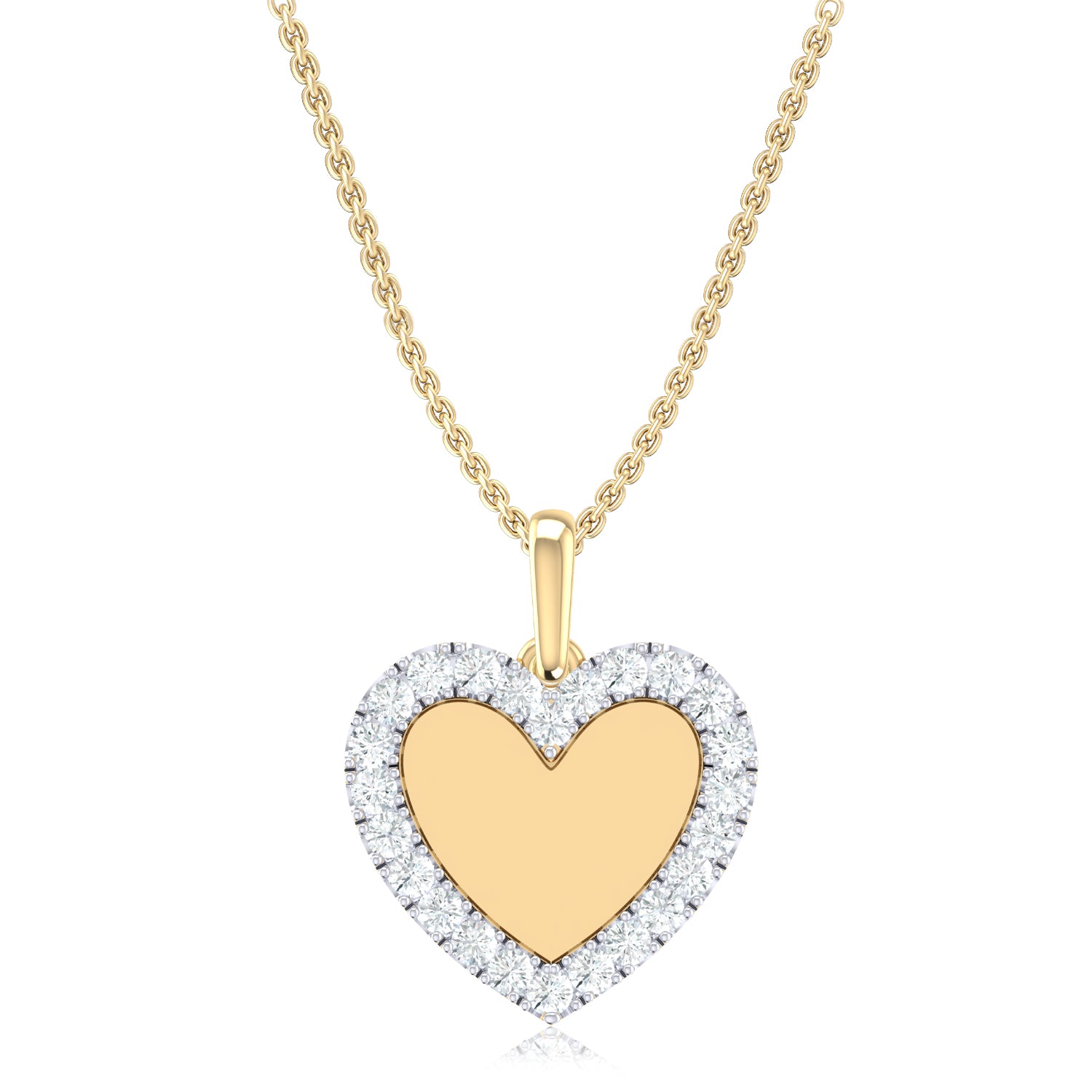 1/8 CT. T.W. Diamond 10K Yellow Gold Double Heart Pendant Necklace, Color:  White - JCPenney