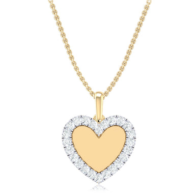9ct Yellow Gold Round Cut 0.15 Carat tw Diamond Heart Pendant