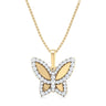 9ct Yellow Gold Round Cut 0.15 Carat tw Diamond Butterfly Pendant