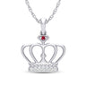 Sterling Silver Round Cut 0.05 Carat tw Ruby Crown Pendant