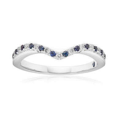 Vera Wang 18ct White Gold Round Brilliant Cut 0.08 Carat tw Diamond & Sapphire Ring