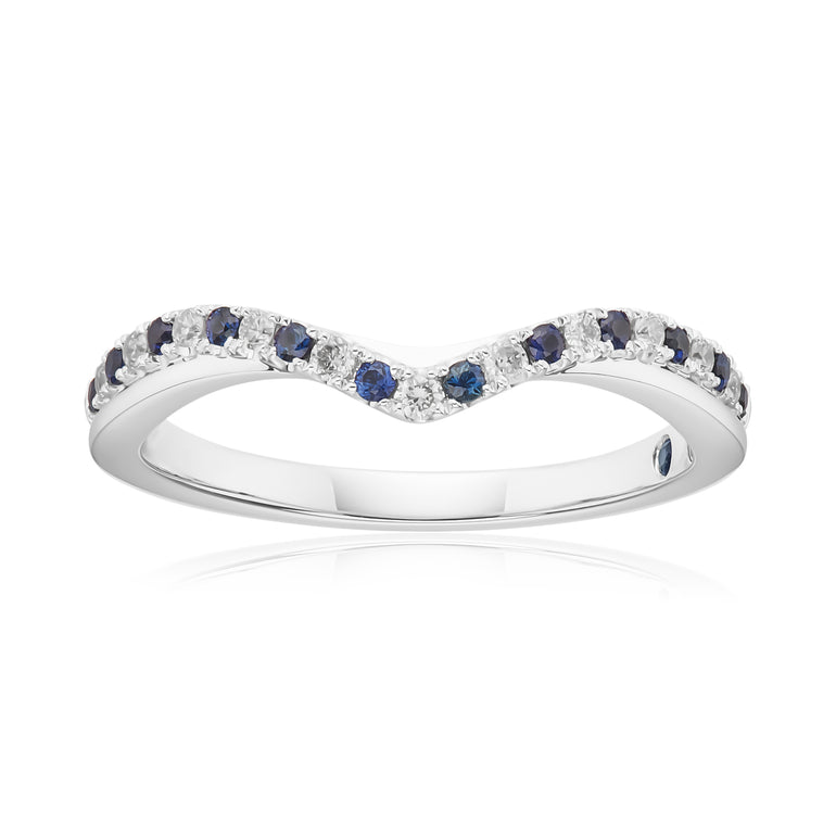 Vera Wang 18ct White Gold Round Brilliant Cut 0.08 Carat tw Diamond & Sapphire Ring