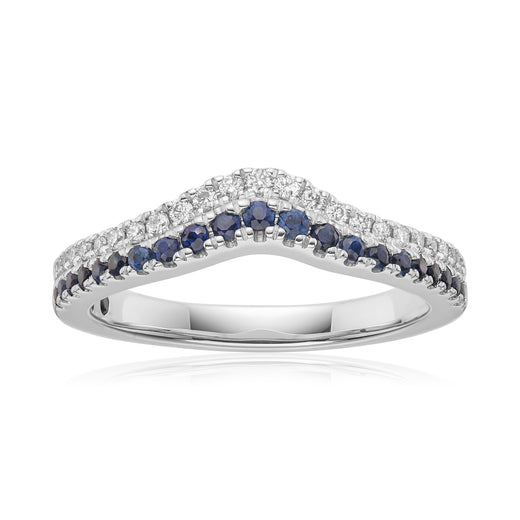 Vera Wang 18ct White Gold Round Brilliant Cut 0.18 Carat tw Diamond & Sapphire Ring